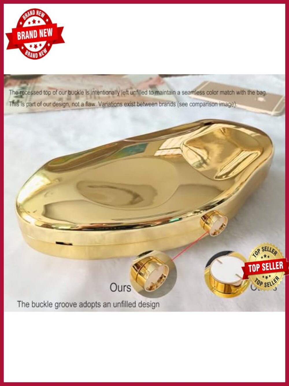 Acrylic Irregular Shell Clutch Purse Evening Handbag Wedding Party - Picture 5 of 6